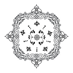 Vector pattern in Eastern style. Ornate element for design and place for text. Ornamental lace pattern for wedding invitations and greeting cards. Traditional pastel decor on light background.