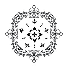 Vector pattern in Eastern style. Ornate element for design and place for text. Ornamental lace pattern for wedding invitations and greeting cards. Traditional pastel decor on light background.