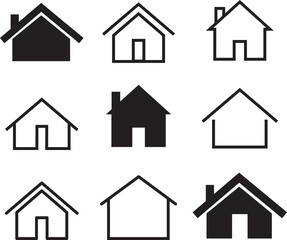 house icon set. flat style house collection. house symbol vector collection. property icons