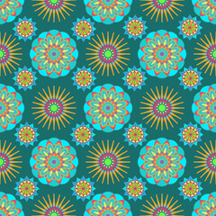 
The pattern is bright, colorful in ethnic, tribal style, seamless
