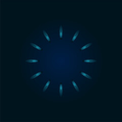Gas burner blue flame. Glowing fire ring on kitchen stove top view. Burning natural propane butane vector realistic mockup on dark background. Blaze eps illustration