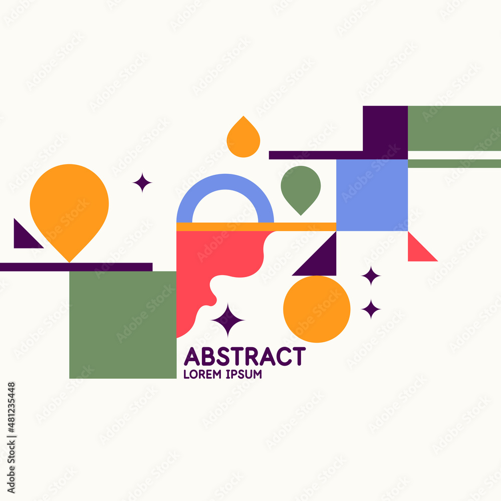 Aufkleber abstract background in a modern trendy style. poster with simple flat different geometric shapes.