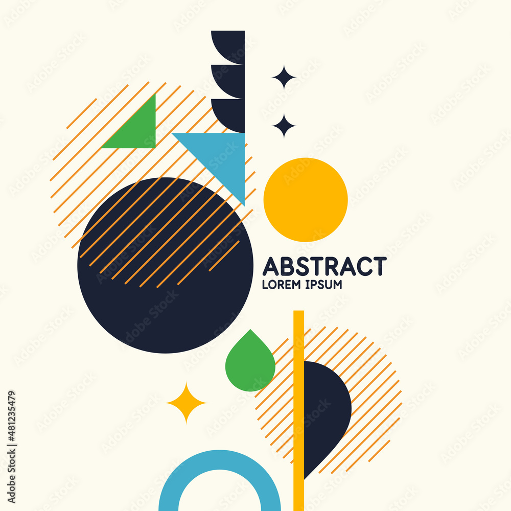 Aufkleber abstract background in a modern trendy style. poster with simple flat different geometric shapes.