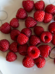 Red raspberries in detail