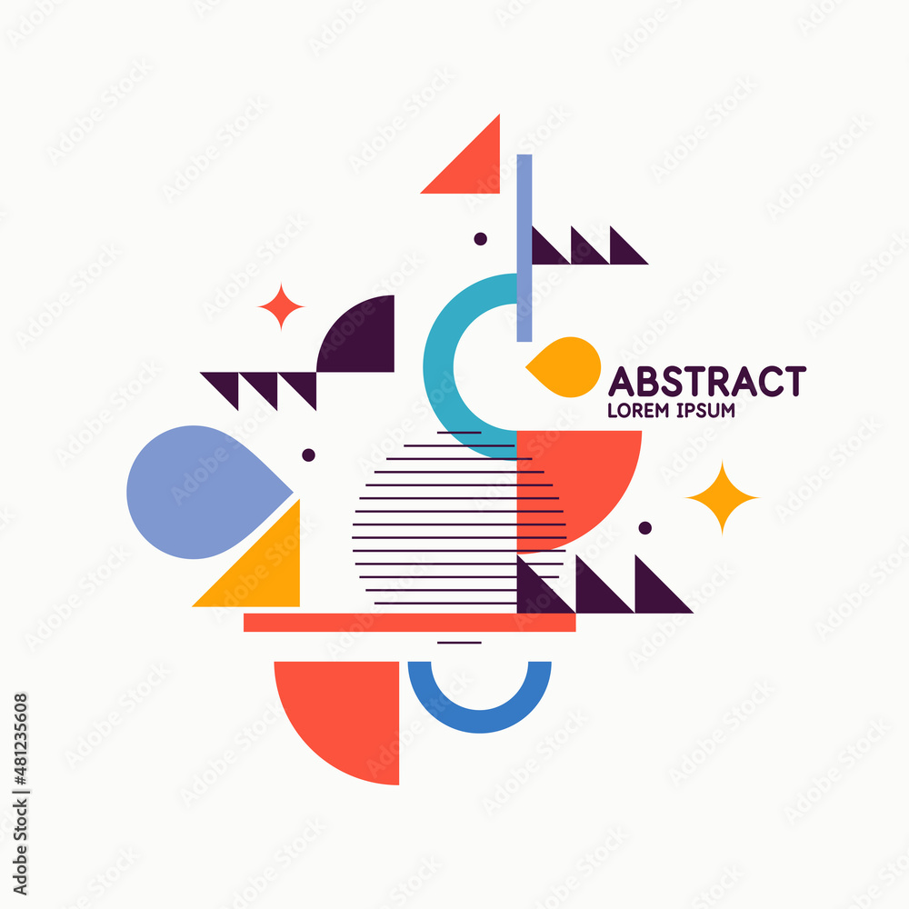 Aufkleber abstract background in a modern trendy style. poster with simple flat different geometric shapes.