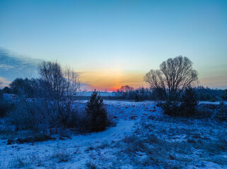 sunrise in the winter