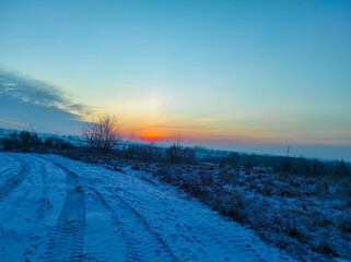 sunrise in the winter