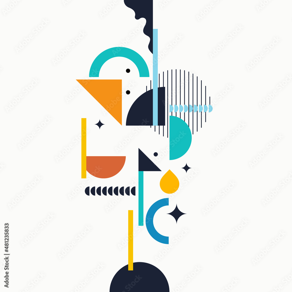 Aufkleber abstract background in a modern trendy style. poster with simple flat different geometric shapes.