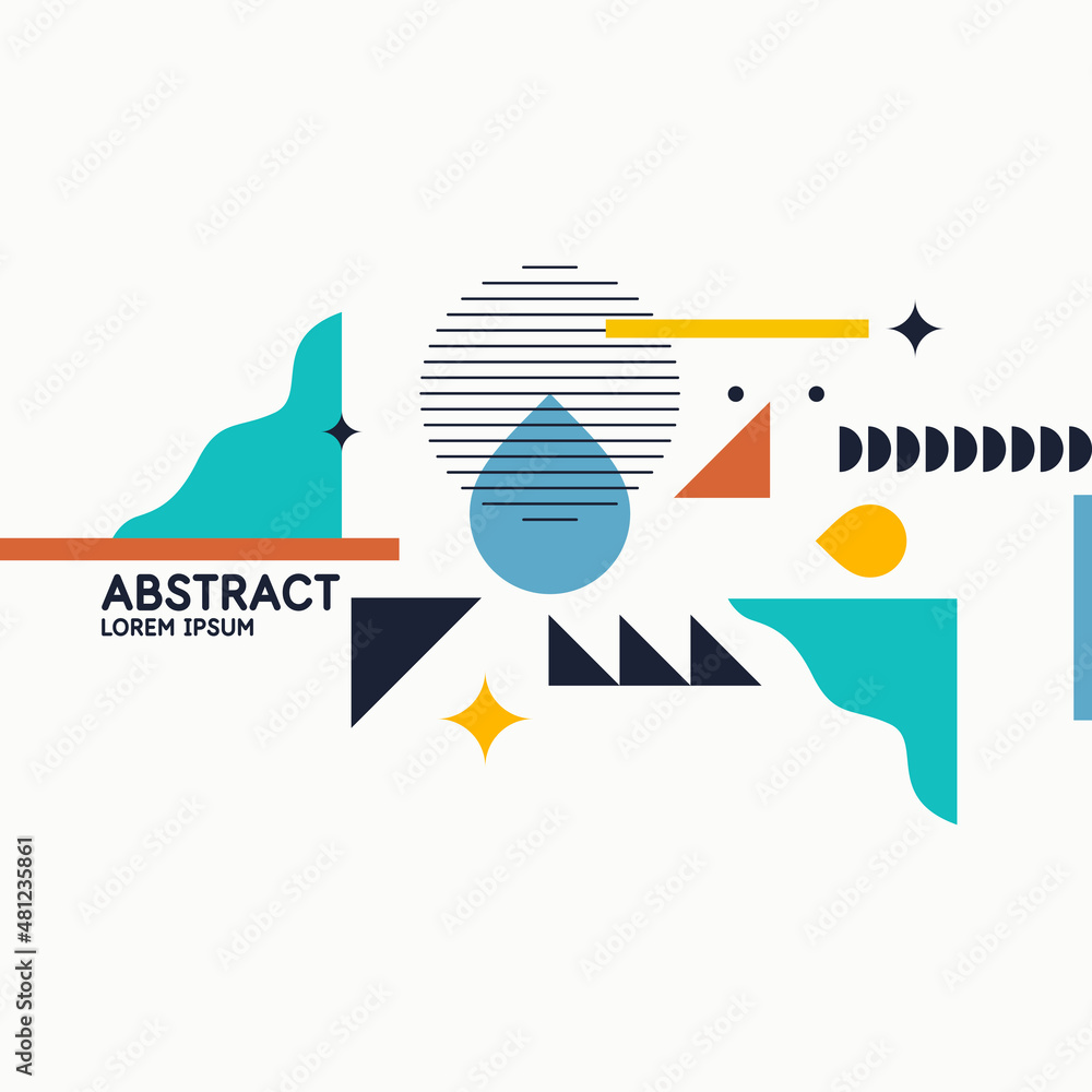 Poster abstract background in a modern trendy style. poster with simple flat different geometric shapes.