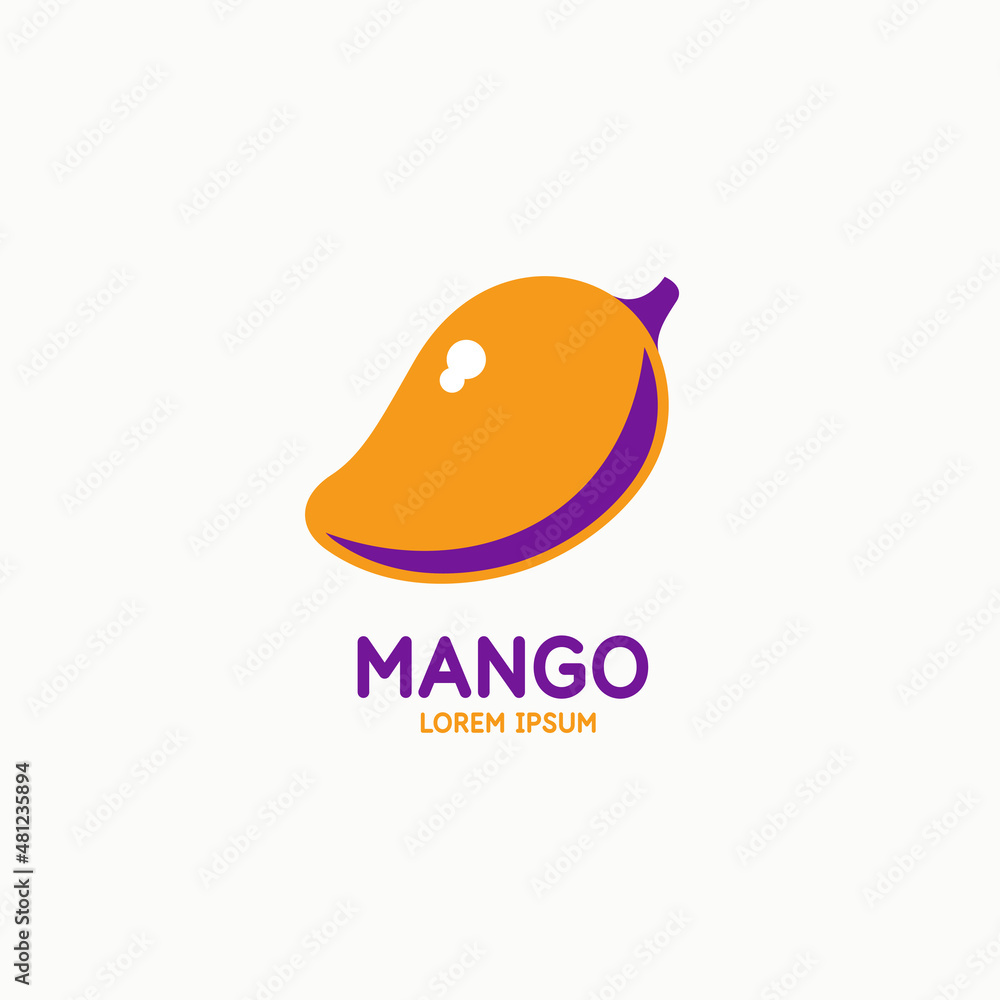 Poster illustration of a mango in a flat style. isolated image on a light background. vector icon.
