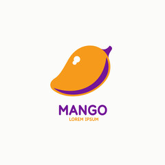 Illustration of a mango in a flat style. Isolated image on a light background. Vector icon.