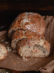 Grain bread with sunflower seeds. Sliced bread. Healthy eating concept.