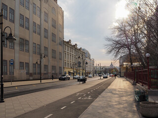 Pyatnitskaya Street in Moscow on a Sunday autumn day