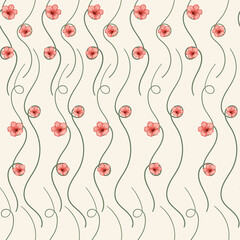 Vector seamless pattern with flowers.  Textile print for greeting card or background.