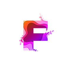 Letter F logo in Paper Cut Concept, Colorful Multi-Layers Wave Abstract Pattern in White Background, Vector