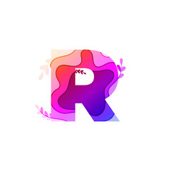 Letter R logo in Paper Cut Concept, Colorful Multi-Layers Wave Abstract Pattern in White Background, Vector