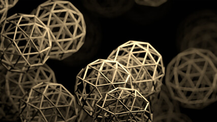 3D Background filled with isosphere displaying only metallic wireframes