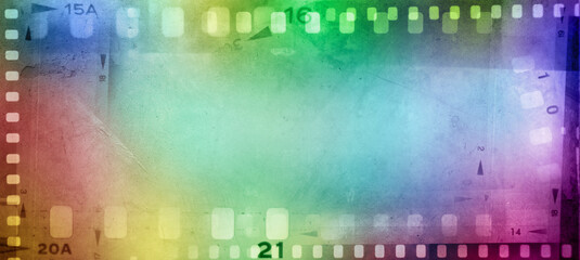 Colorful film filmstrip frames background
