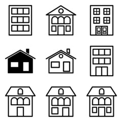 House Flat Icon Set Isolated On White Background