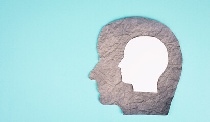 Silhouette of a head, the child inside of an adult, growing up, mindful, schizophrenia, psychology concept