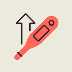 Increased temperature with thermometer vector icon