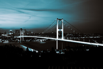 Istanbul background photo. Monochrome Bosphorus Bridge background.