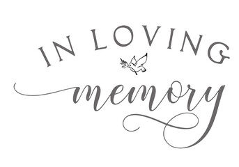 In loving memory illustration with elegant typography