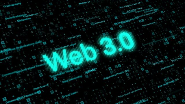 Web 3.0 related words digital futuristic background continous perfect loop