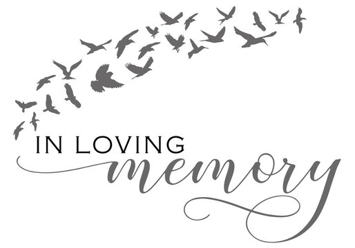 In loving memory illustration with elegant typography