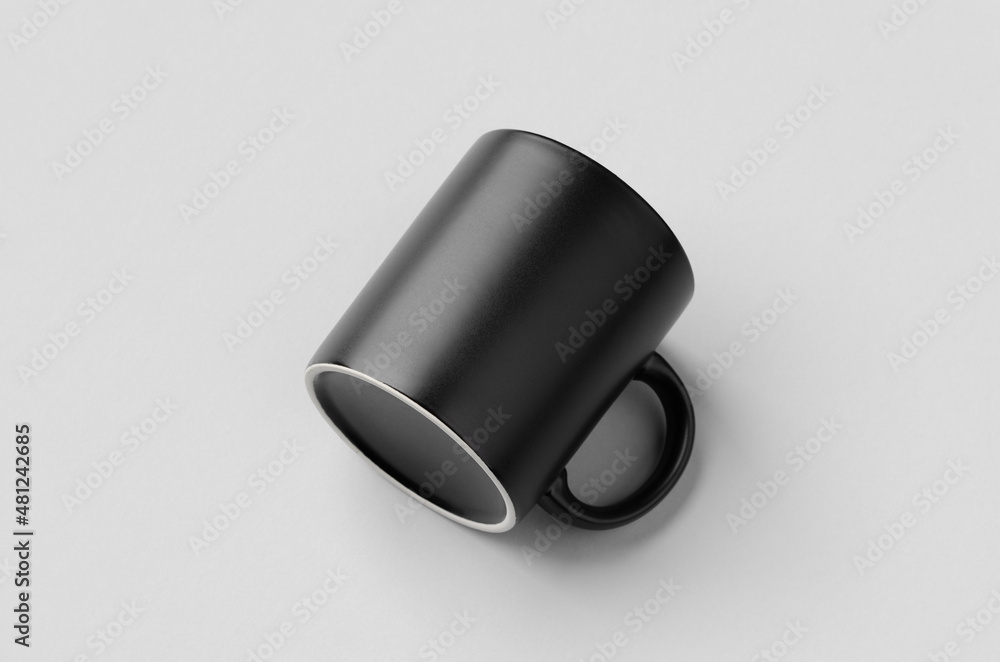 Wall mural black matte mug mockup.