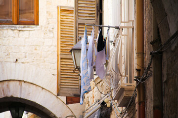 clothes hanging on the balcony typical of Southern Italy