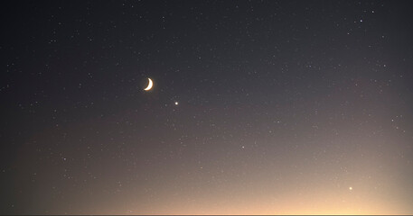 Fototapeta na wymiar Beautiful starry sky background with moon. Night sky.