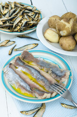 Herring fillet served on a plate