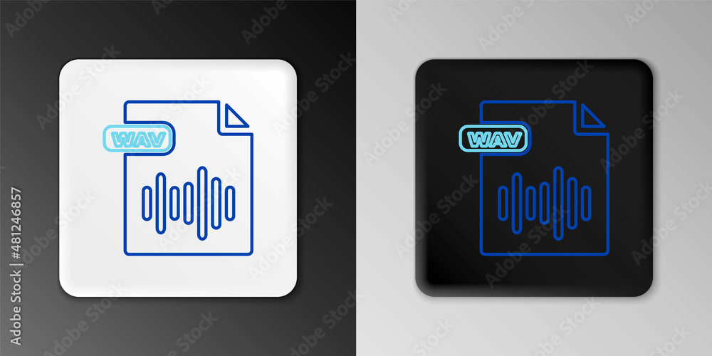 Poster line wav file document. download wav button icon isolated on grey background. wav waveform audio fil