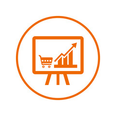 Marketing, trend, analysis, report, view icon. Orange vector design.
