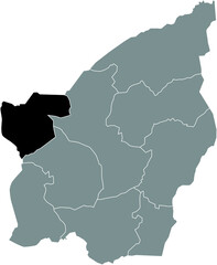 Black flat blank highlighted location map of the ACQUAVIVA MUNICIPALITY inside gray administrative map of municipalities of SAN MARINO