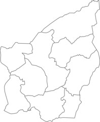 White flat blank vector administrative map of the municipalities of SAN MARINO with black border lines of its municipalities