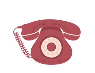 Retro home telephone red color vector illustration on white background