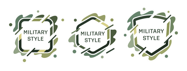 Frames for text in military style. Template for logo design, business cards, invitations, gift cards, flyers and brochures. Vector illustration