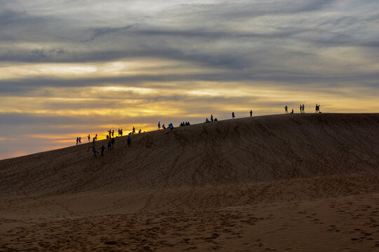 sunset on the Red sand dunes