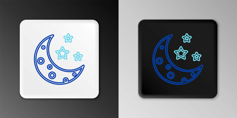 Line Moon and stars icon isolated on grey background. Colorful outline concept. Vector