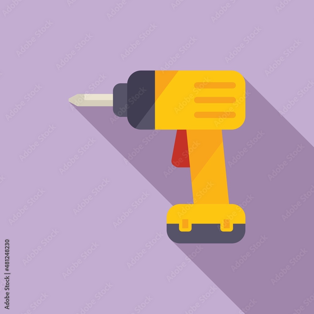 Wall mural electric drill icon flat vector. hand tool