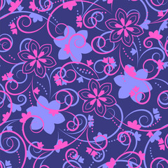seamless violet texture with floral pattern
