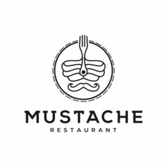 Turban Fork Mustache logo design for Indian Food Restaurant