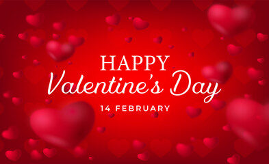 Happy valentine day. with creative love composition of the hearts. Vector illustration with red background
