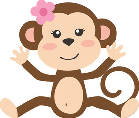 Obraz premium Girl Monkey with Flower