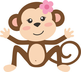 Girl Monkey with Flower