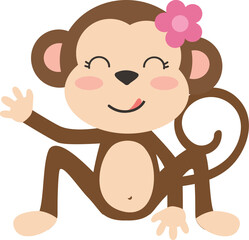 Girl Monkey with Flower