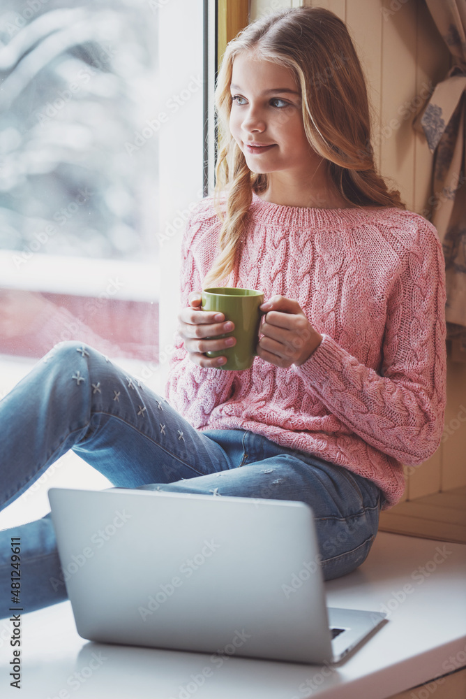 Canvas Prints teenage girl with gadget