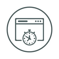 Webpage, time, timing icon. Gray vector sketch.